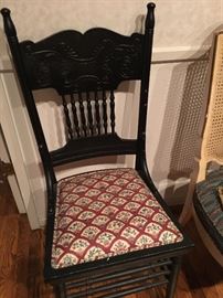Paintd black hancock chair with custom fabric seat