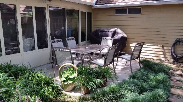Patio furniture and gas grill