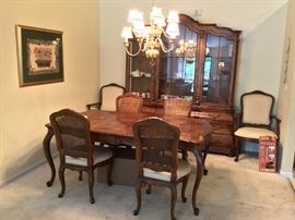 Villandry by Henredon dining table and Villandry by Henredon bombe china cabinet