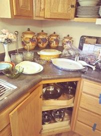 Kitchen Grapevine Canister Set, Stainless Pots & Pans, Platters, Corning-ware, etc.