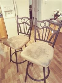 2-Art Steel Bar Chairs - upholstered seats