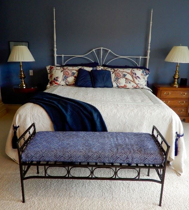KING SIZE BED WITH NEW STERNS AND FOSTER SUPREME MATTRESS  AND FABULOUS BED COVER SET.