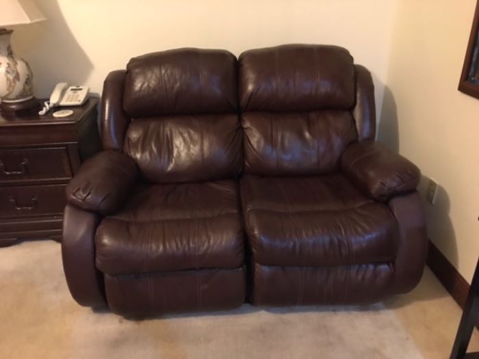 Double leather recliner