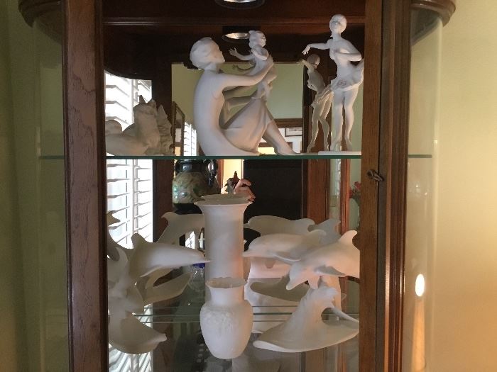 Kaiser white porcelain dolphin's (2), mother & child, vases, rabbit and more...