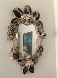 Shell mirror signed by designer 21" x 33"