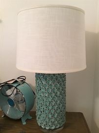 Blue pottery lamp