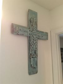 Large wood shabby chic cross approx 26" H 