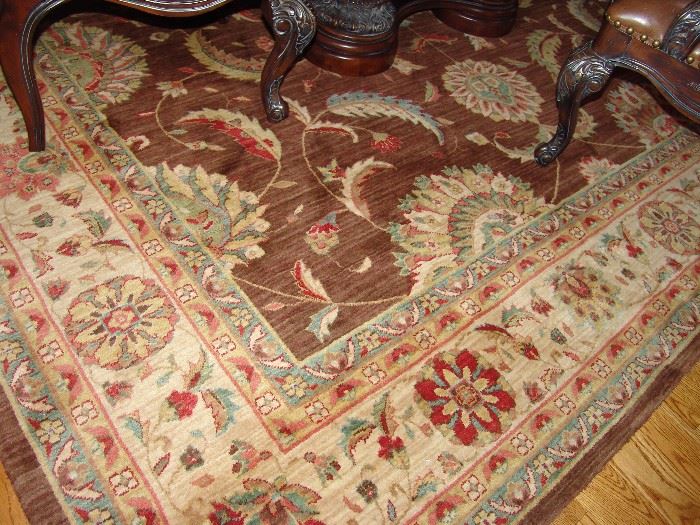 Bound modern rug, approx 8' x 10'