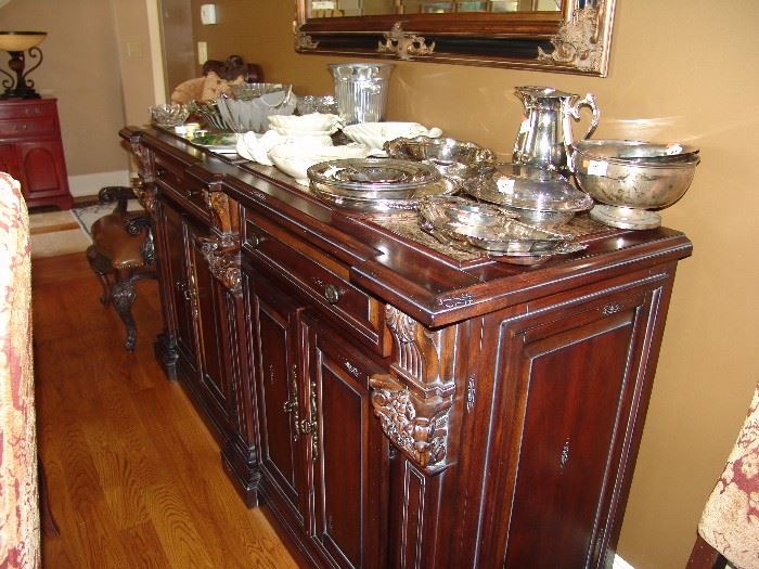 Large mahogany sideboard with marble inserts