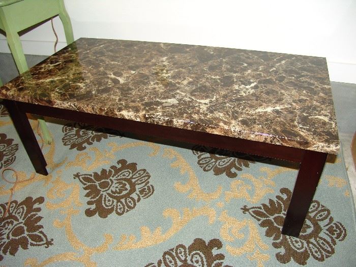 Faux marble top coffee table