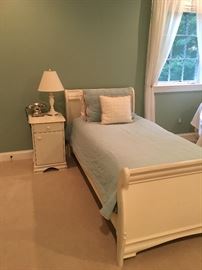 Morigeau-Lepine twin sleigh bed with trundle, also available in the set - night stand, desk with hutch & matching chair, toy chest, table and 2 chairs, armoire