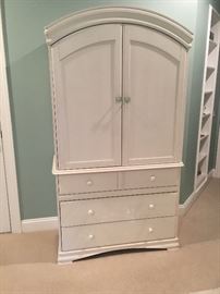 Morigeau-Lepine curved top armoire distressed white finish