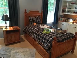 Stanley Winterhaven Twin Bed with trundle, matching night stand, includes twin mattress & trundle mattress