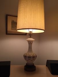 Lamp satin glass set of two with Gold  tram $50 each