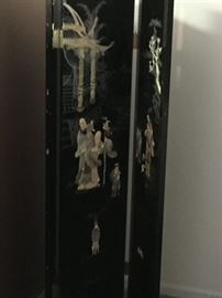  Asian  folding scream four panel  mother of pearl in abalone shell $300 