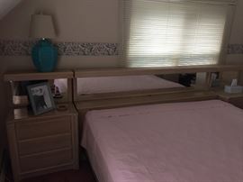 Queen size bed headboard and two nightstands $200