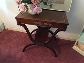 1940s leather tap mahogany table $150