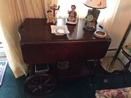 Cherrywood tea cart $250