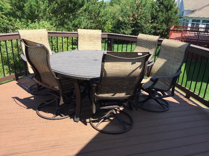 Patio set table and 6 chairs Wrought iron Swivel and rockers from Northwest Metalcraft new$5,000   Best offer***BUY IT NOW  $1,500***