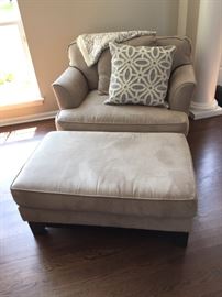 Micro fabric chair with ottoman matches so far cream color $300