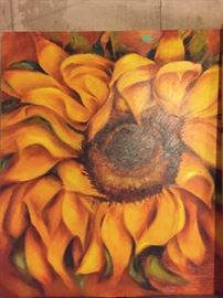 Sunflower artwork oil on canvas $75