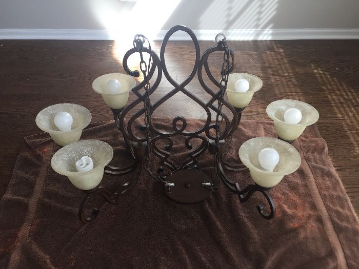 Six light chandelier perfect for a kitchen island
