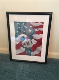 Mickey Mouse and American Flag Wall Art