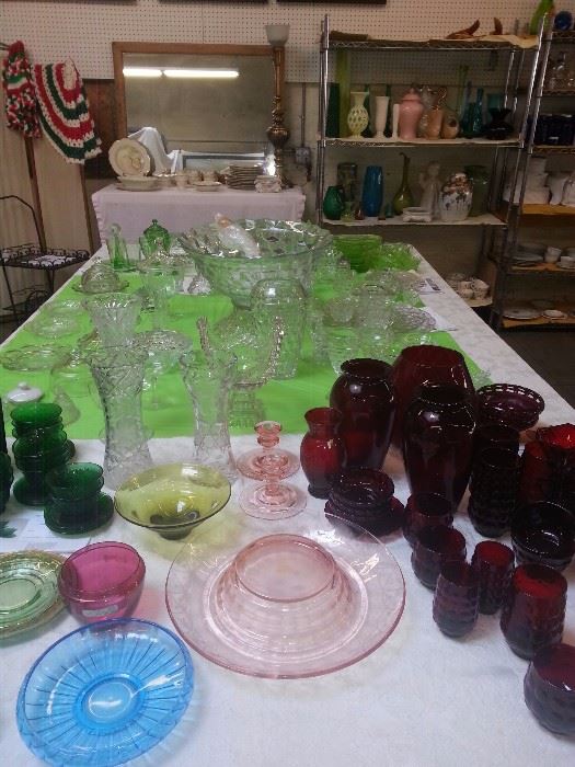 Glassware including cut glass, Ruby, depression, sandwich, etc