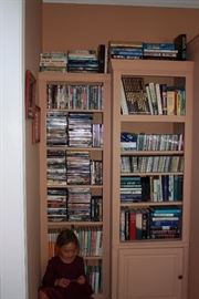 Large Collection of DVDs, CDs, and Books 