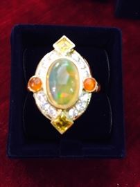 18K Opal and diamond ring by Paula Crevoshay