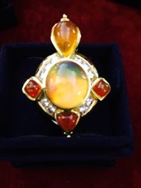 18K Opal and diamond ring by Paula Crevoshay