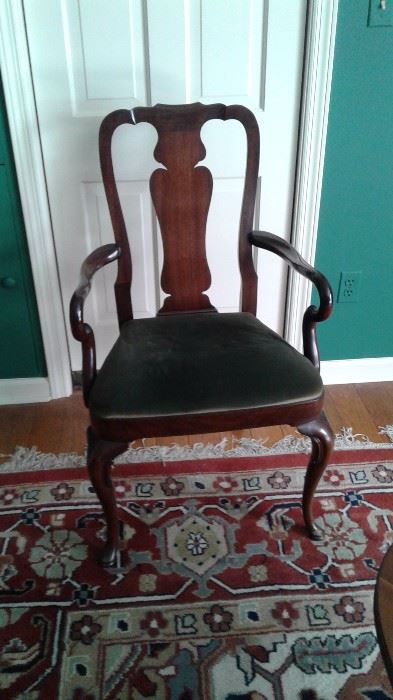 One of eight Queen Anne dining chairs 