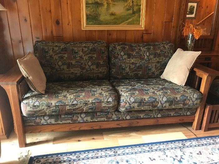 Cabin Themed Mission Oak Style Sofa