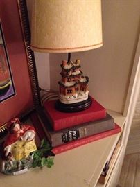 Staffordshire lamp and figurine