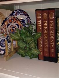 Imari plates; set of books