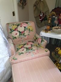 Floral bedroom chair & ottoman - perfect for shabby chic