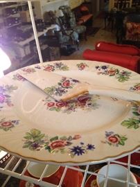 "Royal Crown" Staffordshire, England china cake plate and server (has matching dessert plates)