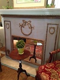 Antique mirror; small candle table