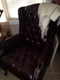 Leather wingback chair