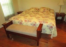 King size bed, bench, 2 night stands
