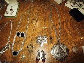 Vintage costume jewelry, rhinestones