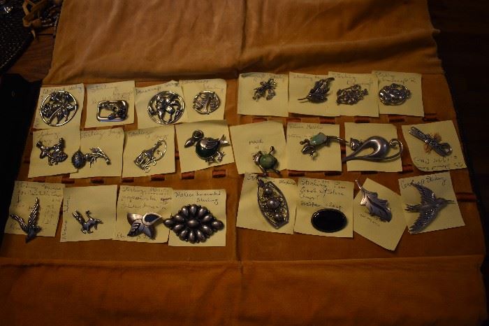 Gorgeous Custom Art Noveau/Art Decco Sterling Brooches, Pins, etc from LaneCraft - CoroCraft - DaneCraft - Old Mexican - and Many More!!!