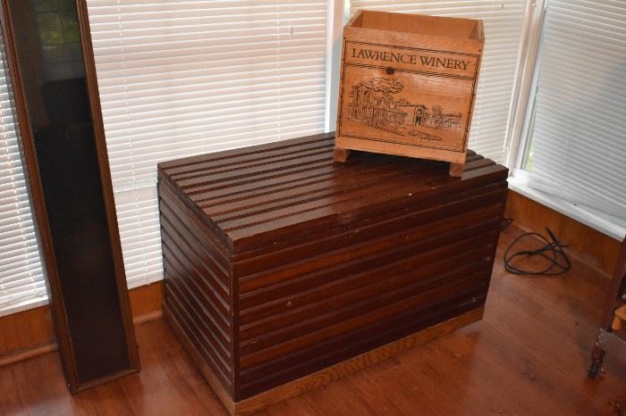 Antique Camphor Chest and Wooden Wine Crate