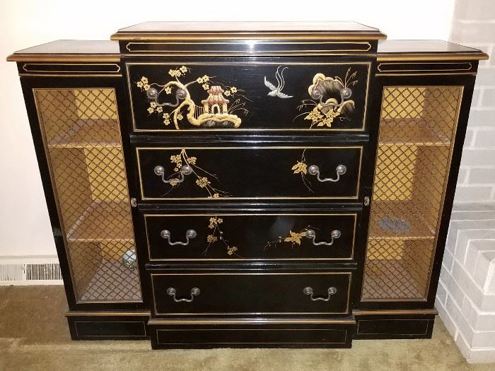 Oriental chest bookcase desk