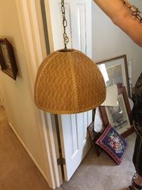 Vintage wicker swag lamp