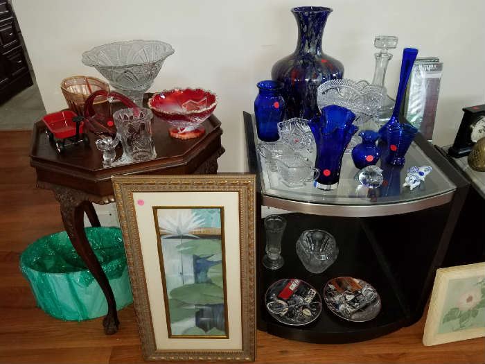 Antique Glassware and Lilypad Painting