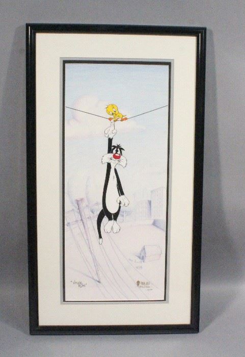 "No More Piddies" Signed Animation Cell By Virgil Ross Limited Edition, Number 135/500, Framed and Matted, 17.5"w x 30.5"H