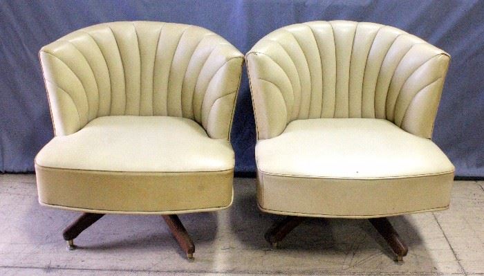 1960's Channel Back Swivel Seat Chairs, Qty 2, 29"W x 28.5"H