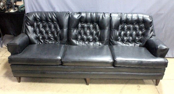 Vintage Retro Naugahyde Leather Style Sofa, 87"W x 32"H x 24"D