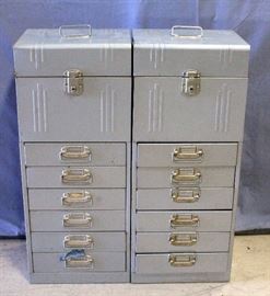Mid Century Industrial Acorn Metal File Cabinets with 6 Drawers, Qty 2, 12.5"W x 30"H x 10"D